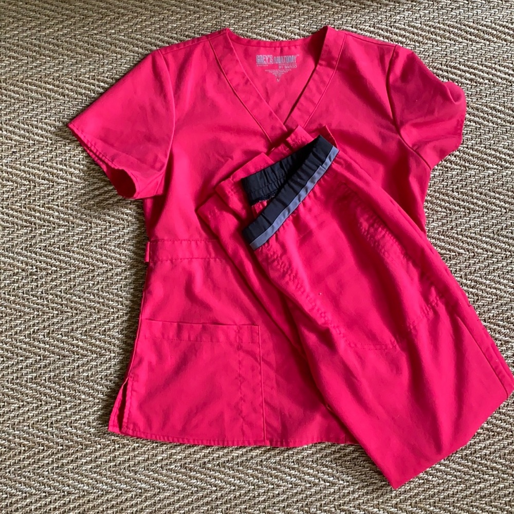 Bright Red Neon GREY’S ANATOMY Scrub Set M/XS